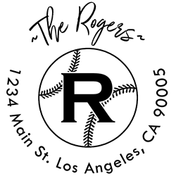 Baseball Outline Letter R Monogram Stamp Sample